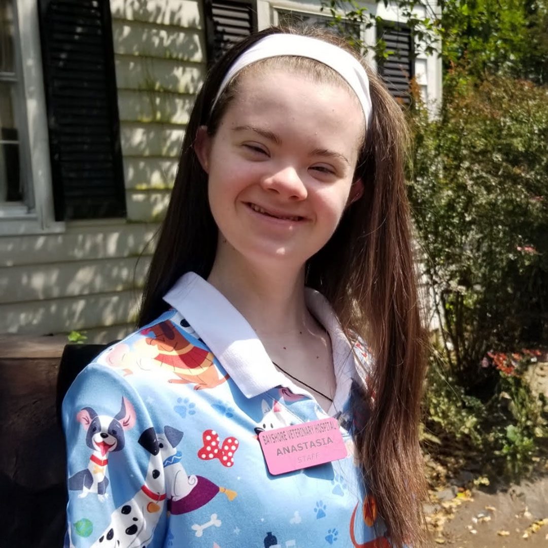 participant in the Holmdel High School Structured Learning Experience Program smiles